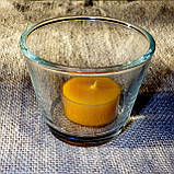 Круглый стеклянный подсвечник в комплекте с прозрачной восковой чайной свечой, фото 3