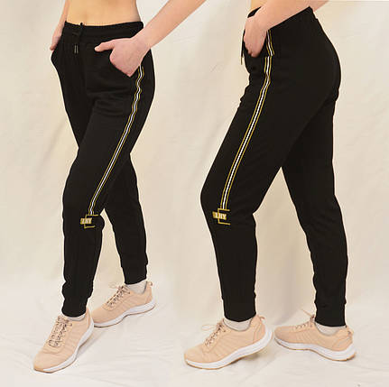 Штани жіночі спортивні під манжет 2XL — 6XL Штани жіночі Kenalin (Чорний колір), фото 1