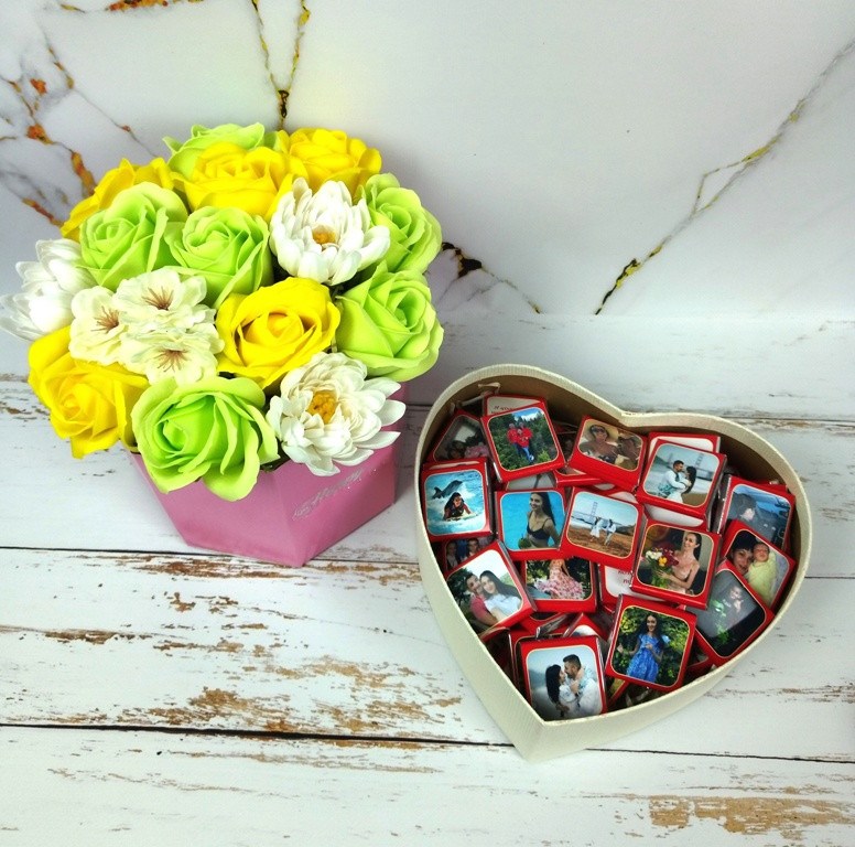Оригінальний подарунок на 14 лютого,Валентина для коханої,коханого. Шоколад з вашим фото, текстом на 50 шоколадок.