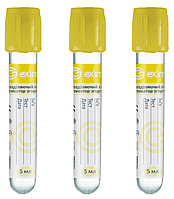 Пробірка 5 мл, з гелем та активатором згортання, 13x100мм Біохімія (жовта), 100 шт/уп