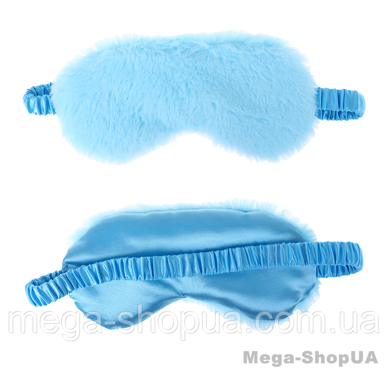 Маска для сну плюшева "Plush синя". Пов'язка на очі дитяча. Наглазна маска жіноча