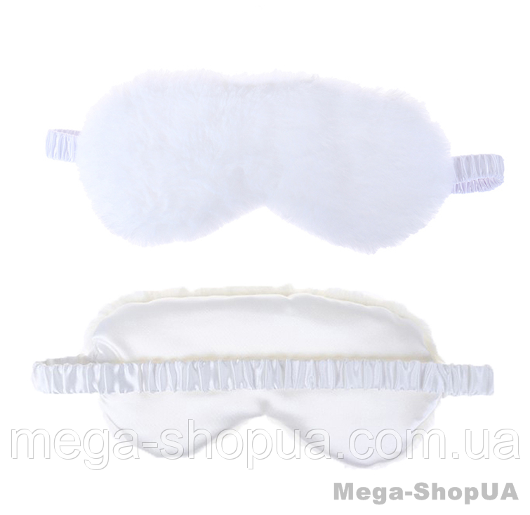Маска для сну плюшева "Plush біла". Пов'язка на очі дитяча. Наглазна маска жіноча