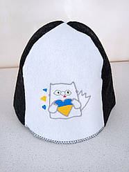 Шапка в сауну "Патріотичний кіт"