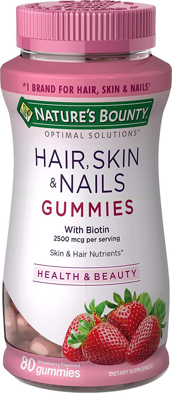 Комплекс вітамінів для волосся, шкіри, нігтів Nature's Bounty Optimal Solutions Hair, Skin&Nails 80 цукерок