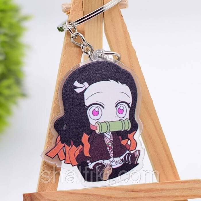 "Незуко (Клинок, який знищує демонів / Demon slayer)" брелок акриловий двосторонній з уф-друком, фото 1