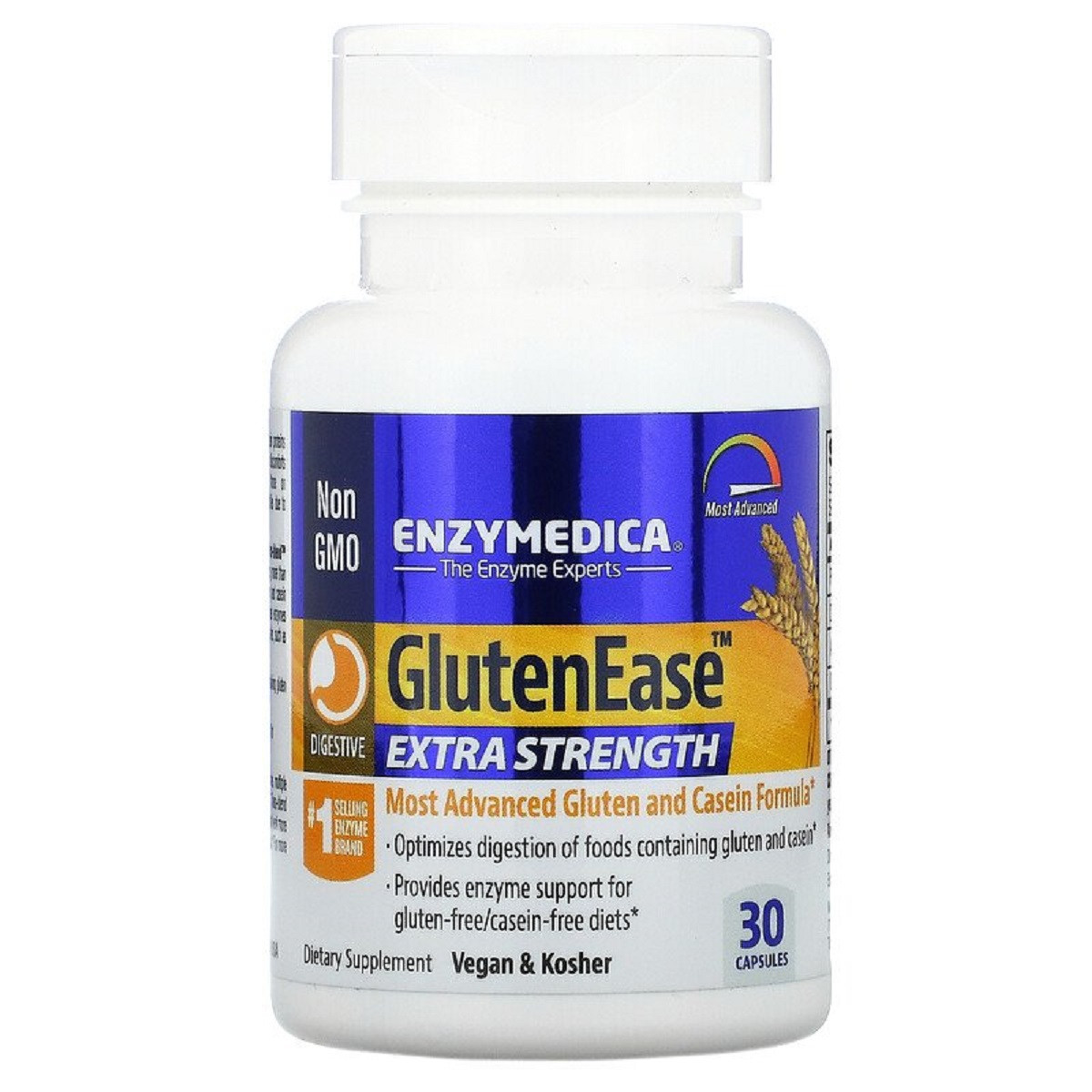 Ферменти для перетравлення глютена, GlutenEase, Extra Strength, Enzymedica, 30 капсул