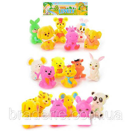 Іграшка-пискавка Дикі та домашні тварини 3 різновиди 6 штук Lovely Toys QX8132-3-4, фото 1