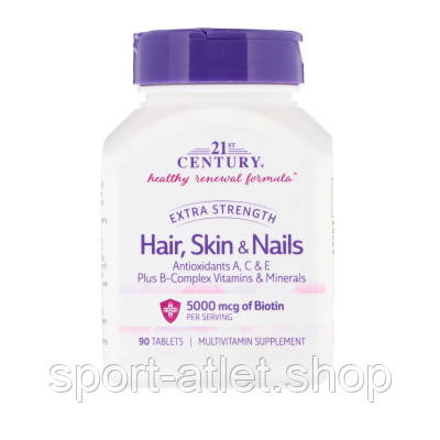 Вітаміни та мінерали 21st Century Hair Skin & Nails Extra Strength, 90 таблеток