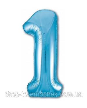 Фольговані кулі цифри, куля фольгований холодний синій цифра 1, 100 см Китай, фото 1
