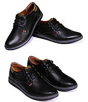 Мужские кожаные туфли черные Levis Stage 1, Мокасины мужские демисезонные повседневные. Мужская обувь