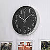 Годинник настінний кварцовий безшумний круглий для дому Losso Premium Silver CW-30 - Чорні, фото 3