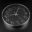 Годинник настінний кварцовий безшумний круглий для дому Losso Premium Silver CW-30 - Чорні, фото 4