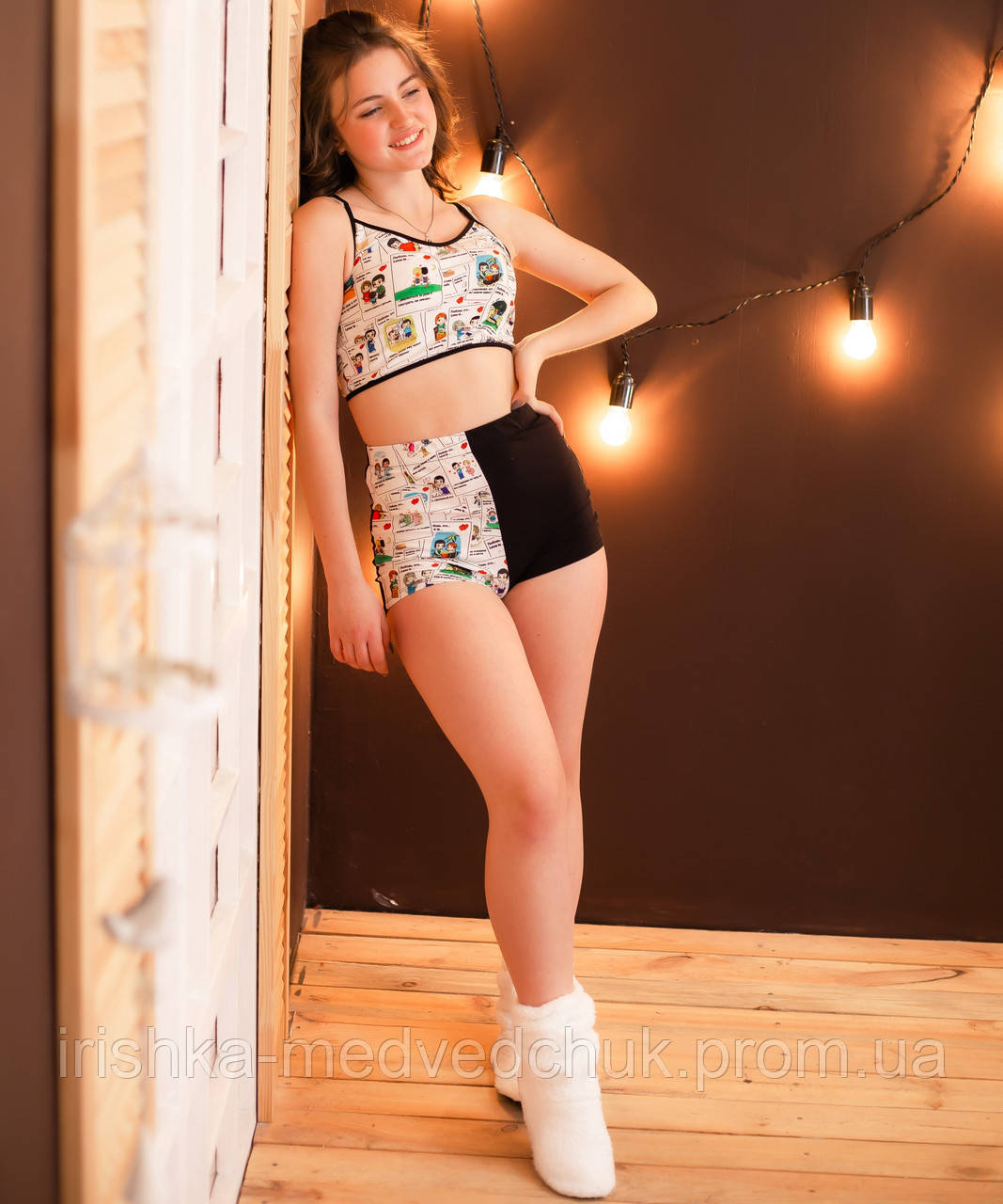 Піжама Love is ... Eirena Nadine (739-52) на зріст 152/38 колір чорний з білим