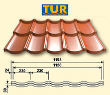 Модульна черепиця — TUR  ⁇  Purlak  ⁇  RR 028  ⁇  Прушійські (Польща) — ТУР - BLACHY PRUSZYNSKI, фото 2