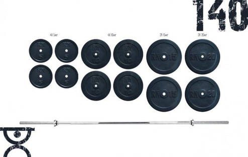 Штанга набірна на 140 кг з хромованим грифом Гантелі, гирі, штанги та диски граниліт, фото 2