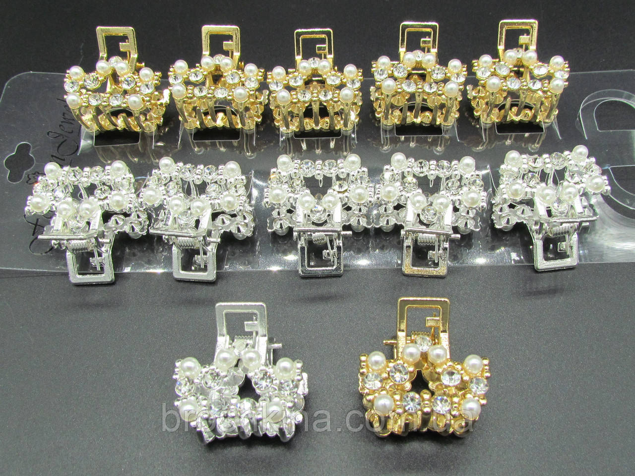 Крабики для волосся 2.5 см метал 2 кольори 12 шт/уп., фото 1