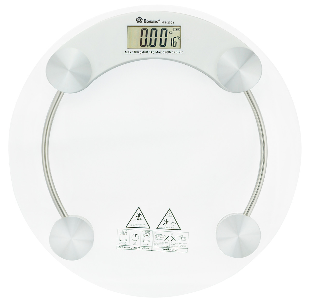 Ваги підлогові скляні Domotec MS-2003A (круглі) на 180 кг з термометром (0376)