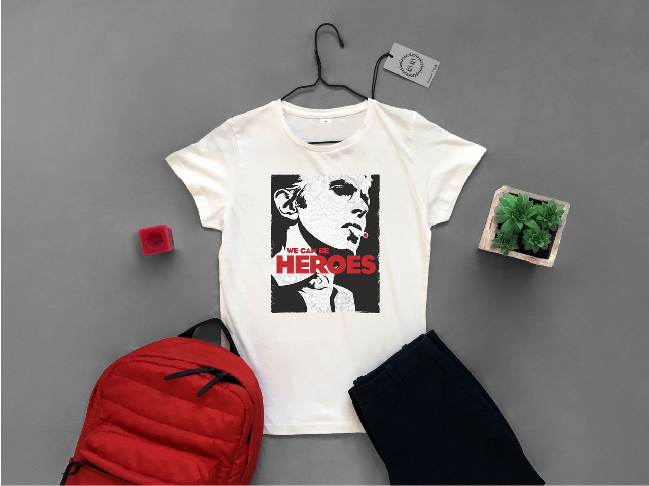 Футболка жіноча з веселим принтом Bowie_heroes, фото 1