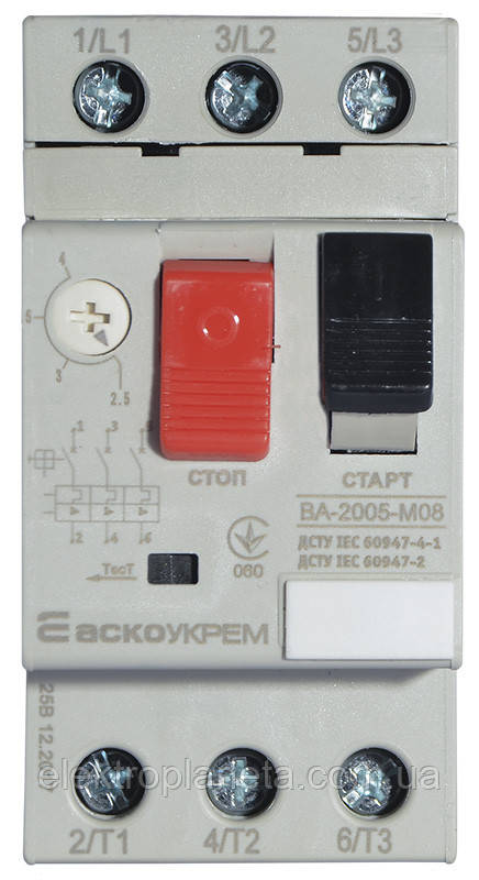 Автоматичний вимикач захисту двигуна УкрЕМ ВА-2005 М08 A0010050003