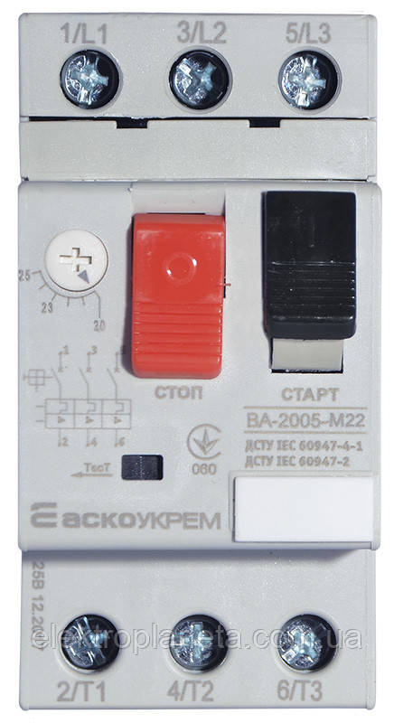 Автоматичний вимикач захисту двигуна УКРЕМ ВА-2005 М22 A0010050010