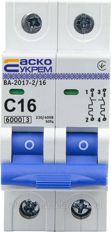 Автоматичний вимикач АСКО-УКЕМ ВА-2017/С 2р 16А АСКО A0010170012, фото 1