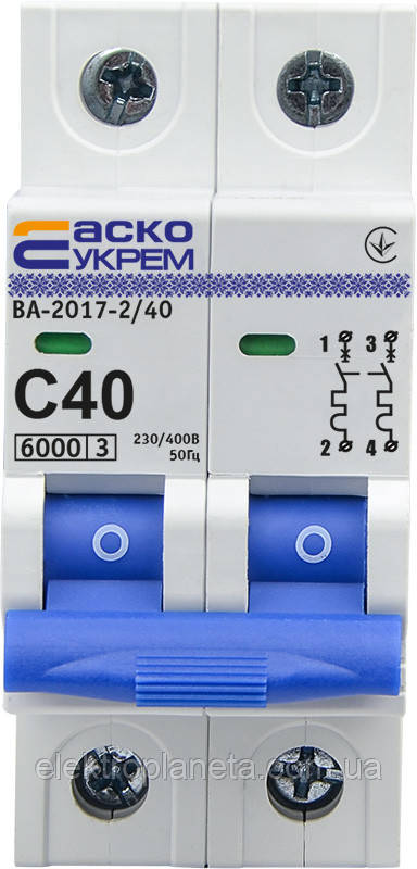 Автоматичний вимикач АСКО-УКЕМ ВА-2017/C 2р 40А АСКО A0010170016, фото 1