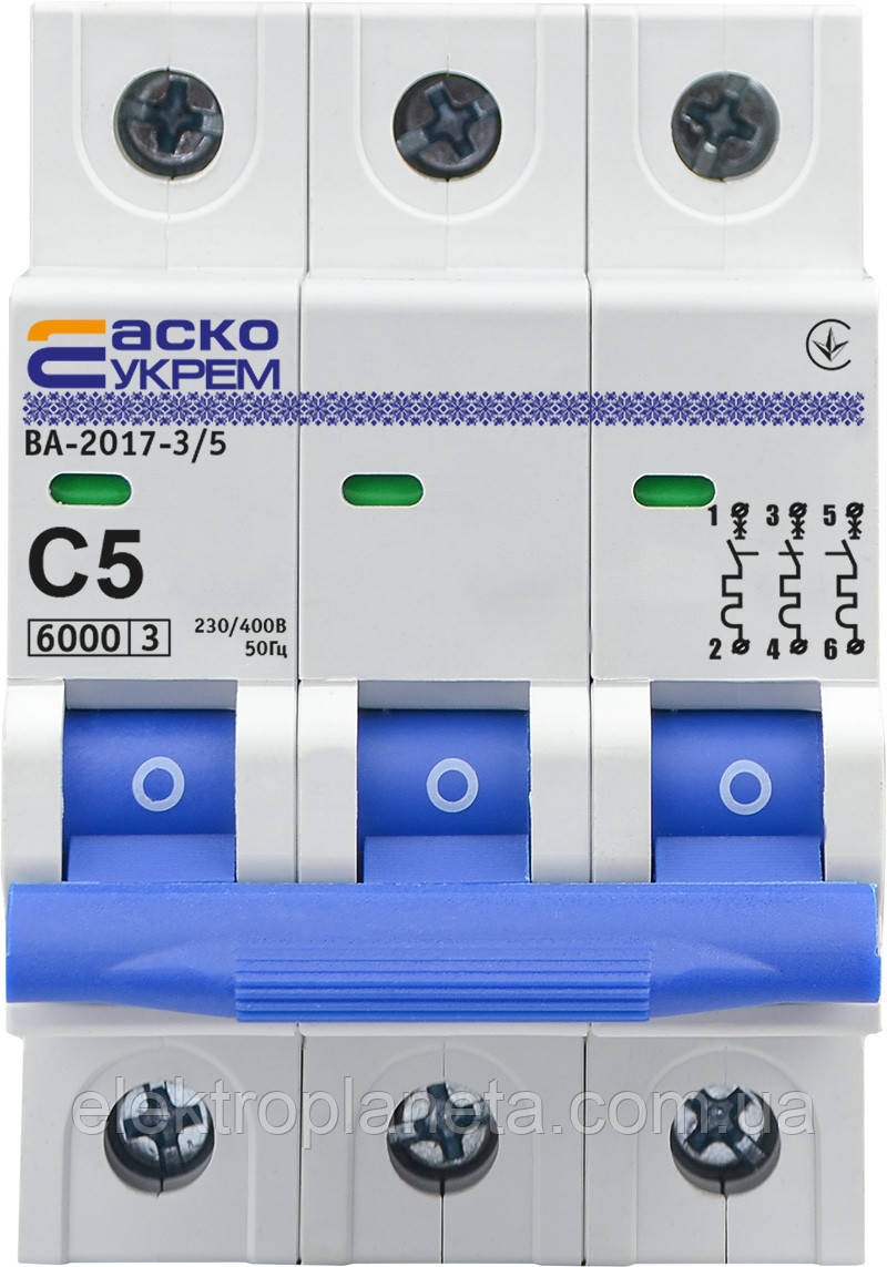 Автоматичний вимикач АСКО-УКЕМ ВА-2017/C 3р 5А АСКО A0010170042, фото 1