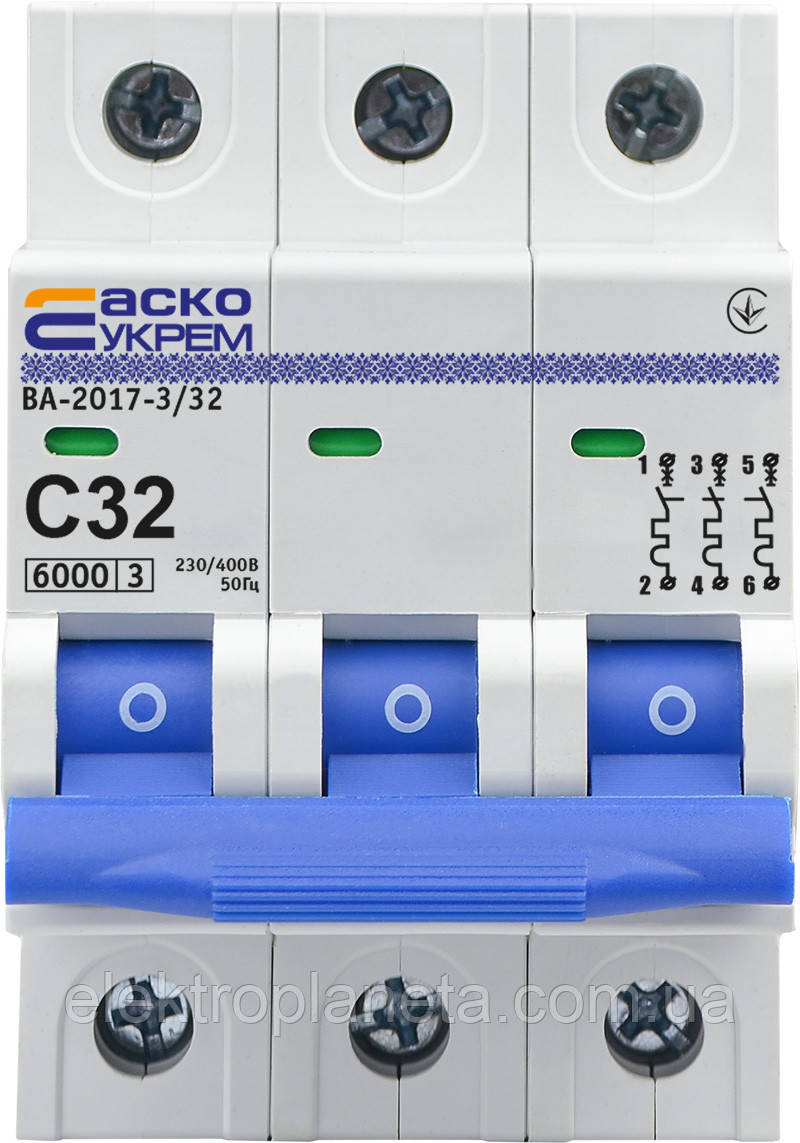 Автоматичний вимикач АСКО-УКЕМ ВА-2017/C 3р 32А АСКО A0010170024, фото 1