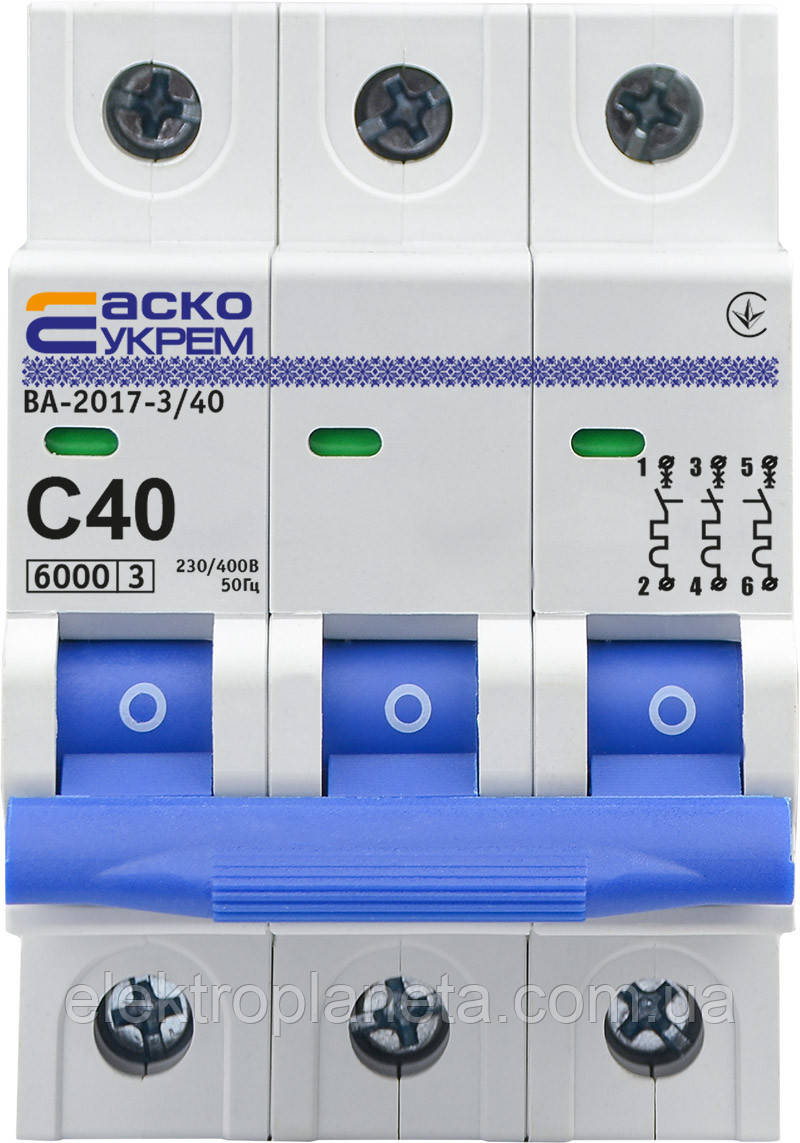 Автоматичний вимикач АСКО-УКЕМ ВА-2017/C 3р 40А АСКО A0010170025, фото 1
