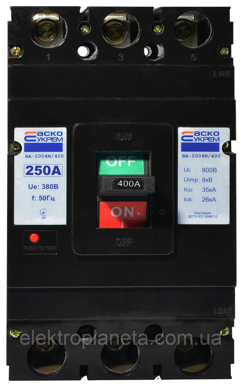 Автоматичний силовий вимикач корпусний УКРЕМ ВА-2004N/400 3р 250А АСКО A0010040072, фото 1