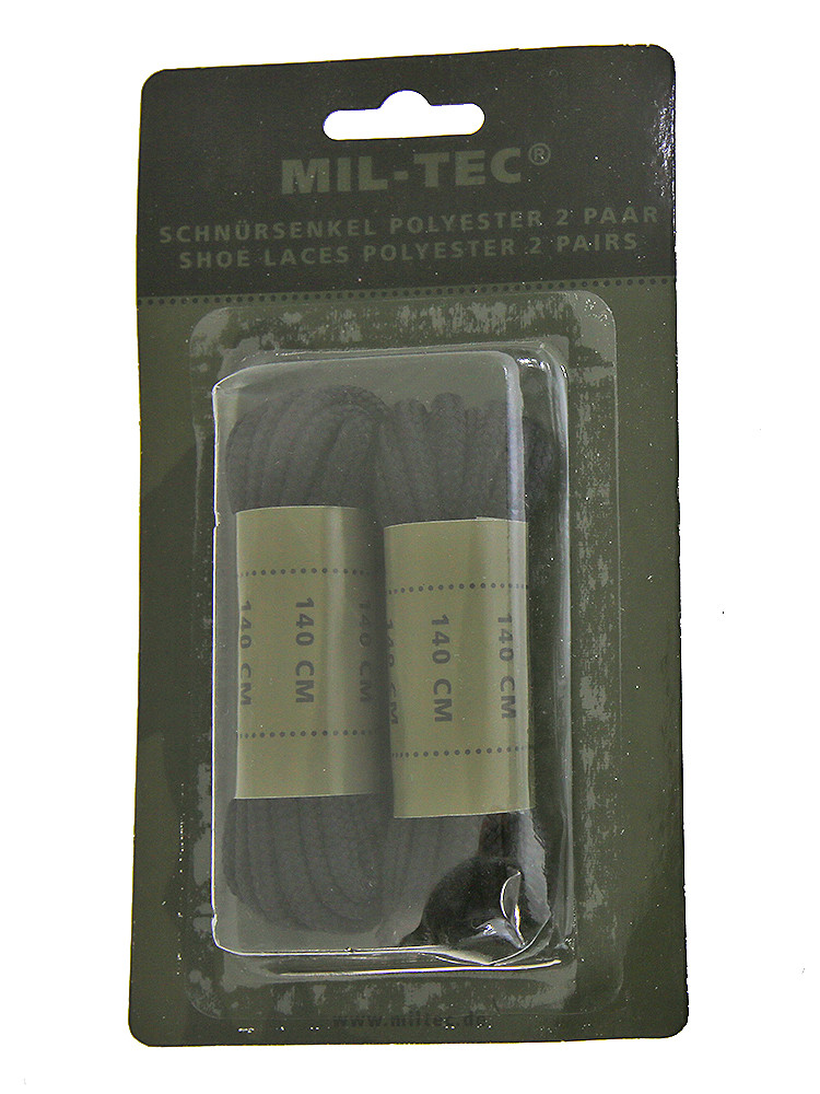 Шнурки чорні 140см 2 пари, MIL-TEK Black 12912202, фото 1