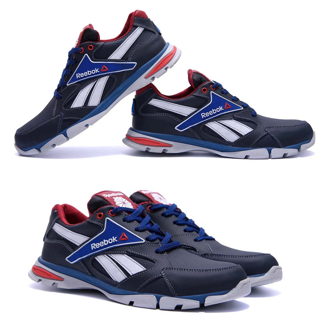 Чоловічі шкіряні кросівки Reebok (Рибок) Street Style Blue, чоловічі спортивні туфлі сині, кеди повсякденні