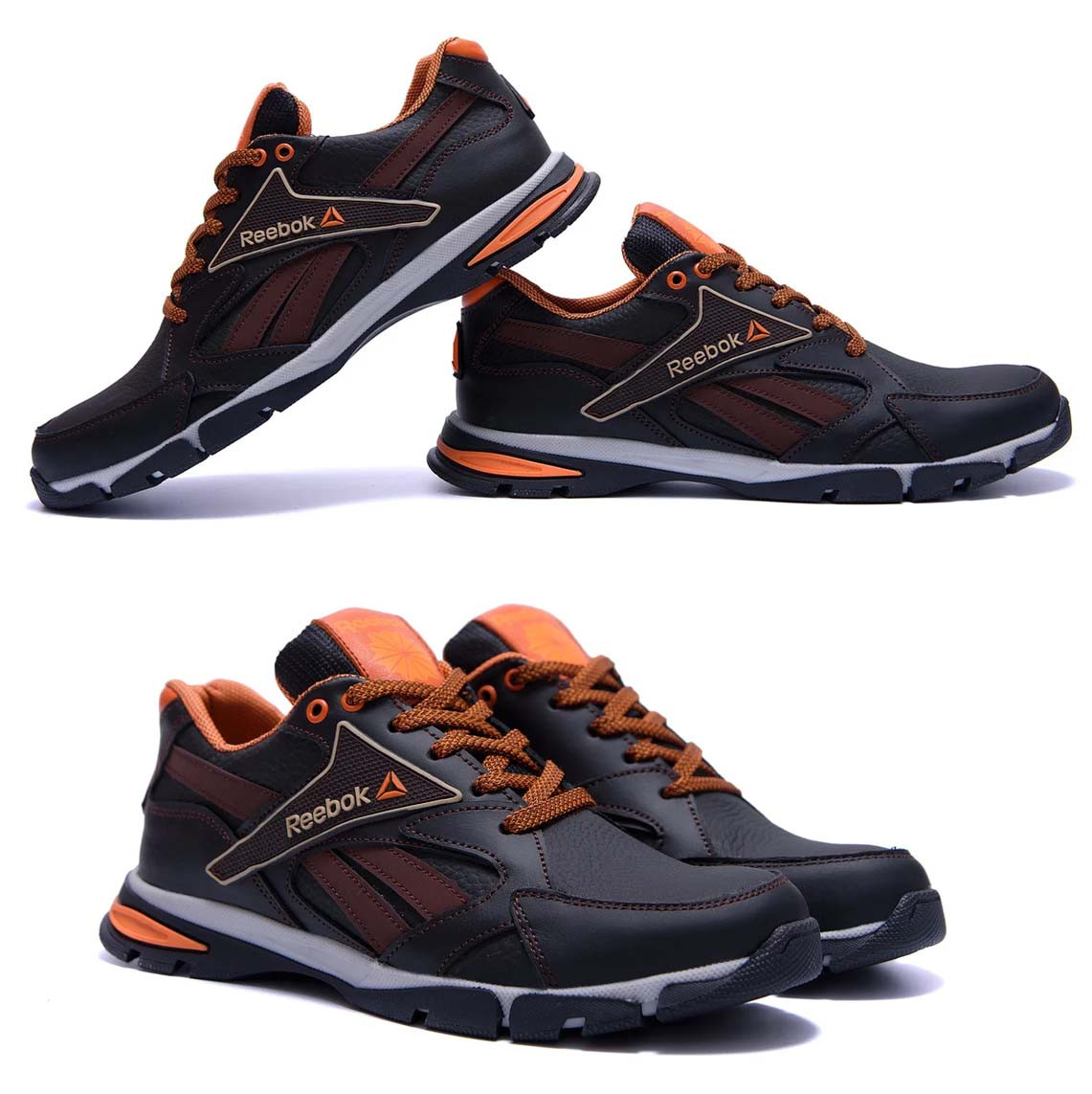 Чоловічі шкіряні кросівки Reebok, Рибок Street Style Brown, коричневі туфлі, кеди повсякденні. Чоловіче взуття, фото 1