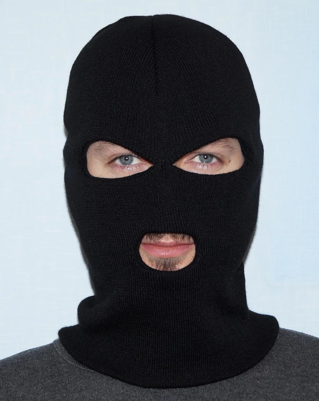 Шапка маска (балаклава) зимова з вирізом для рота та очей, подвійна в'язка