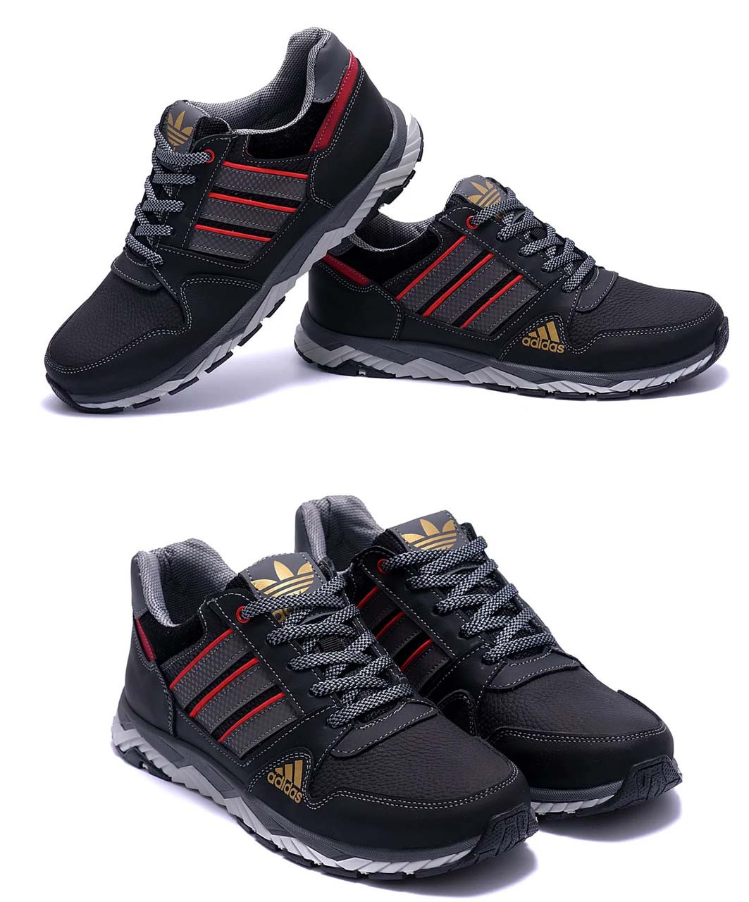 Чоловічі шкіряні кросівки Adidas (Адідас) Tech Flex Black, чоловічі спортивні туфлі чорні, кеди повсякденні, фото 1
