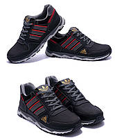 Чоловічі шкіряні кросівки Adidas (Адідас) Tech Flex Black, чоловічі спортивні туфлі чорні, кеди повсякденні
