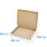 Коробка картонная самосборная (390 х 290 х 50), бурая, коробка книжка, плоская коробка