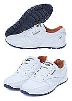 Мужские кожаные кроссовки Reebok (Рибок) Classic White Pearl, спортивные мужские туфли белые, кеды