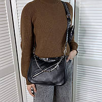 Жіноча стильна шкіряна сумка через плече з текстильним ремінцем Polina & Eiterou, фото 2