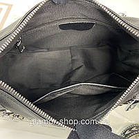 Жіноча стильна шкіряна сумка через плече з текстильним ремінцем Polina & Eiterou, фото 9