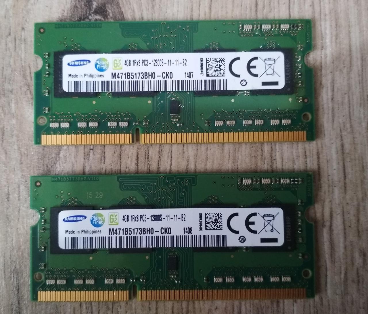 Для ноутбука 8GB 2*4GB DDR3L 1600MHz Samsung PC3L 12800S 1Rx8 RAM Оперативна пам'ять
