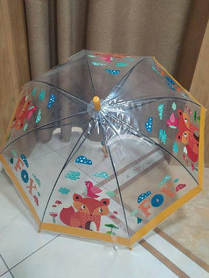 Дитяча прозора парасолька тростина, С 43932 лисичка, фото 2