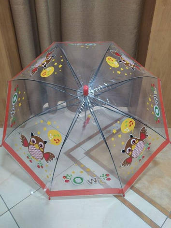 Дитяча прозора парасолька тростина, С 43932 сова, фото 2