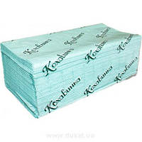 Бумажные полотенца листовые Кохавинка эстетик V-сложение макулатура зеленые однослойные 170 шт.