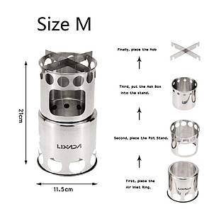 Щепочниця з нержавійки туристична Lixada STV-12 піч з нержавіючої сталі (Маленька)