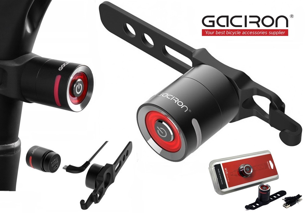 Велосипедний задній ліхтар мигалка GACIRON W10 (5LM, 200 mAh, 220°, USB, IPX5, 3 Режими, Час до 24 год)