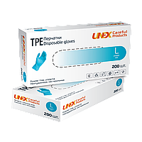 Рукавички одноразові UNEX ТРЕ Blue, розмір L 200 шт./пач.