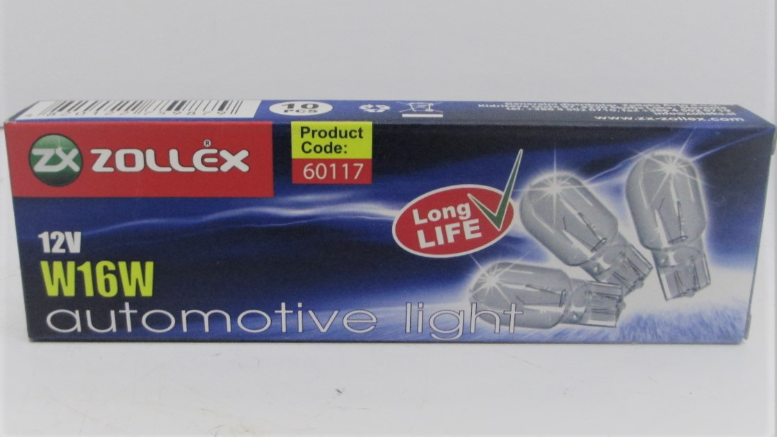 Zollex Лампа автомоб. W 16W12V (10шт)