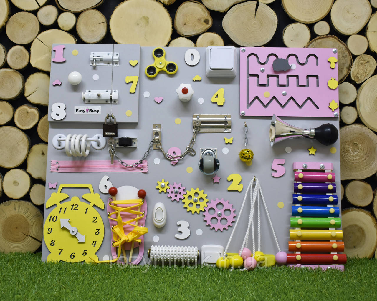 Розвиваючий великий бізіборд для дівчинки, Монтессорі Іграшка на Годік, Бізікуб