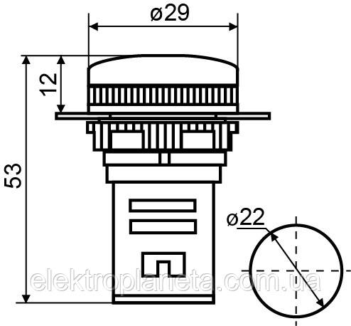 Сигнальная арматура лампа индикатор светодиодная AD22-22DS зеленая 220V АC A0140030045 - фото 4 - id-p305098950